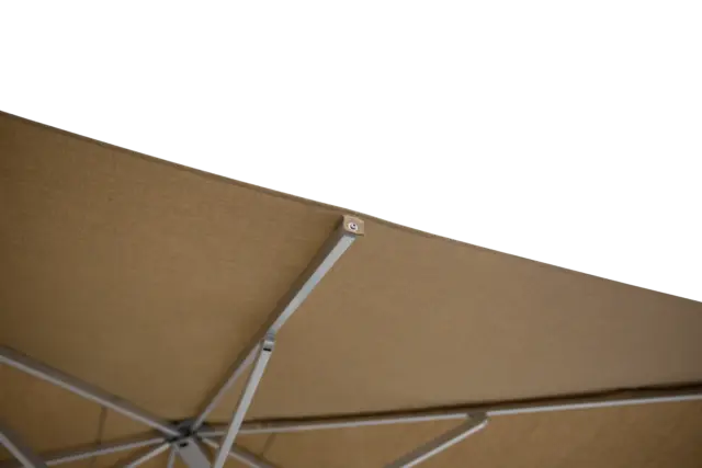A close-up side view of the edge of the M2 Maximus canopy, showcasing the quality of the fabric and the clean, taut lines of the umbrella design.