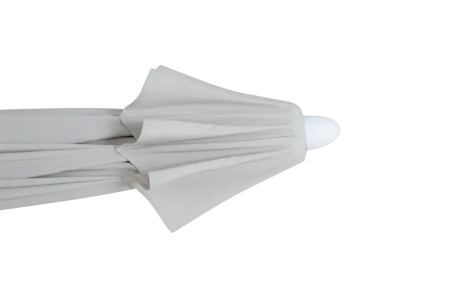 Close-up detail of the folded fabric of the Easy Life I umbrella's canopy when closed around the top finial, showing its quality material.